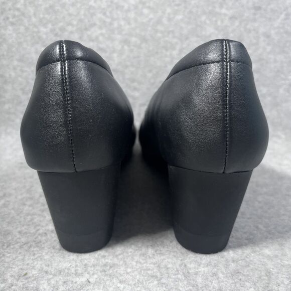 Natural Soul Shoes Womens Size 9.5 Black Wedge Heel All‎ Thru Comfort Slip On - Picture 5 of 13